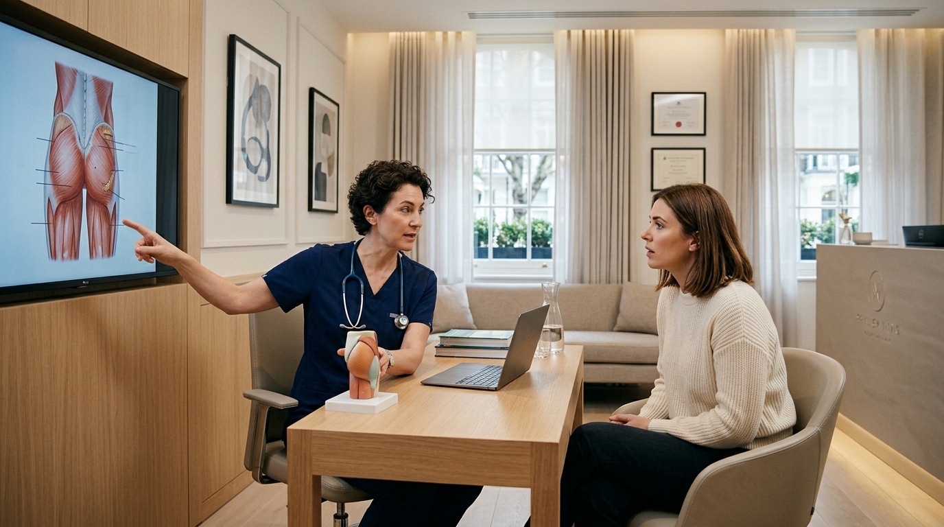 Patient consultation for BBL vs buttock lift surgery at Centre for Surgery London Baker Street