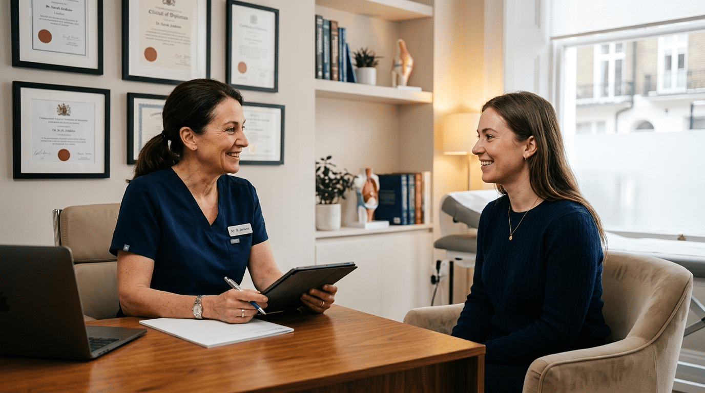 Surgeon and patient in consultation at CQC-regulated Centre for Surgery London Baker Street private cosmetic surgery clinic