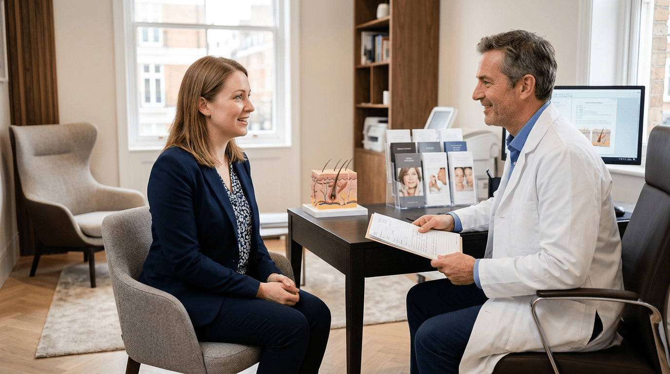 Person consulting a doctor about skin irritation after weight loss at Centre for Surgery London Baker Street clinic